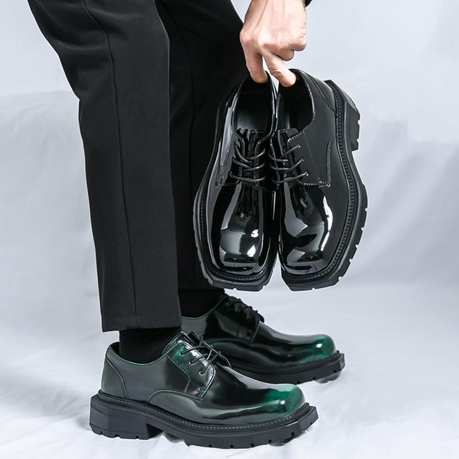 Amazon.com | Men's Leather Platform Oxfords Fashion Square